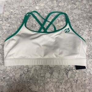 NEW Peloton Women's Strappy Pop White and Green Cadent Sports Bra (XL)